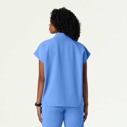Aris Oversized 2-Pocket Scrub Top - Ceil Blue - WOMEN'S TOPS - Jaanuu