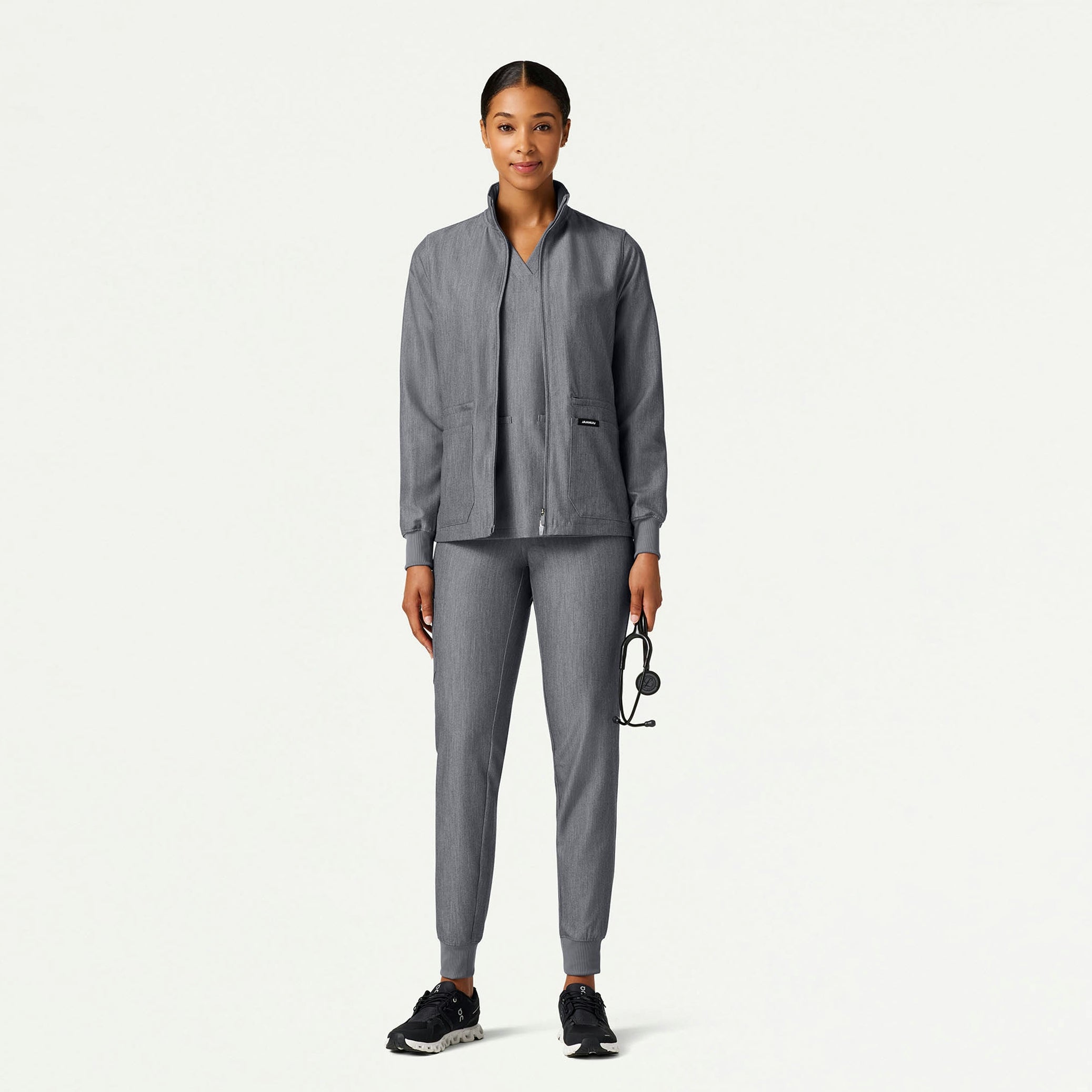 The Gia Jacket Scrub Set - Heather Gray