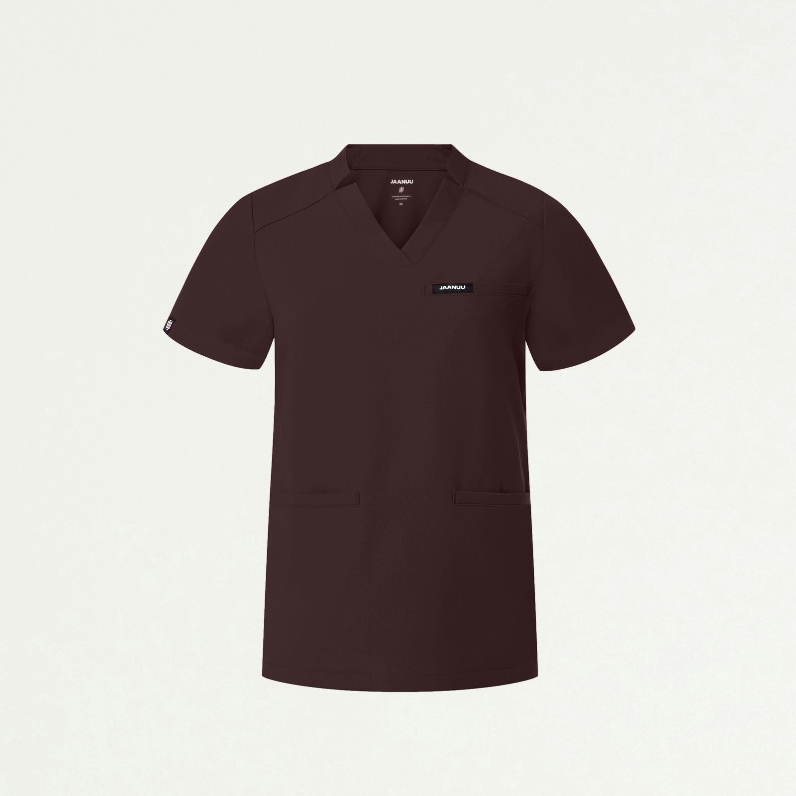 Helia Notched V-Neck Scrub Top - Espresso - WOMEN'S TOPS - Jaanuu