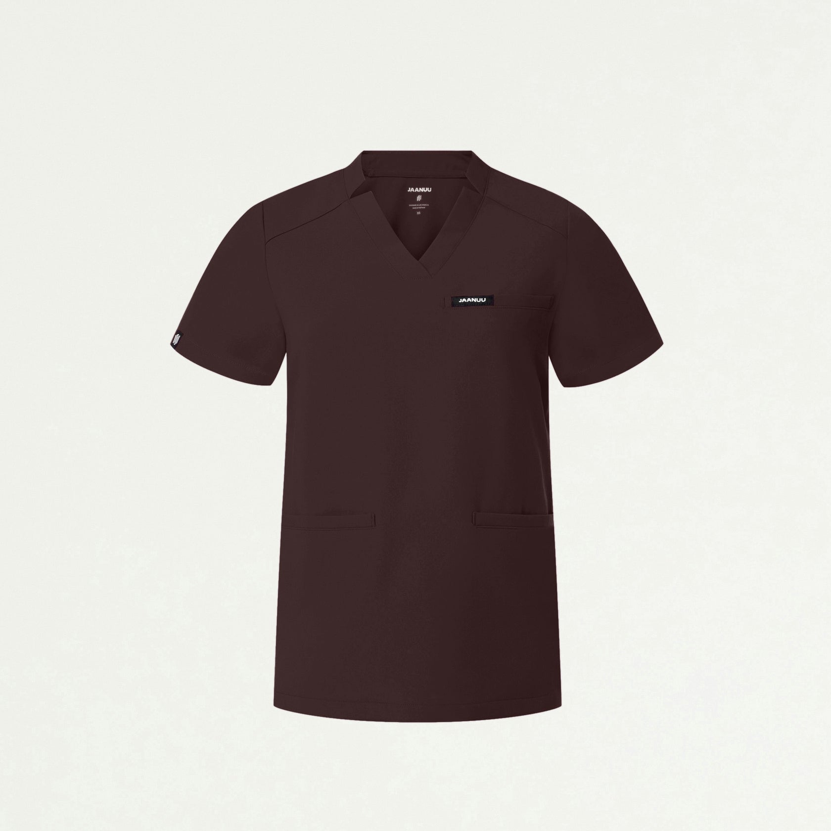Helia Notched V-Neck Scrub Top - Espresso - WOMEN'S TOPS - Jaanuu