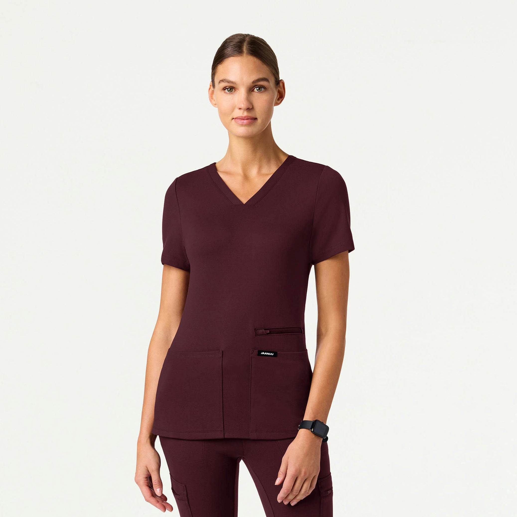 Kass Slim 4-Pocket ULTRAsoft Scrub Top - Raisin - WOMEN'S TOPS - Jaanuu