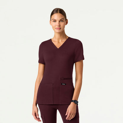 Kass Slim 4-Pocket ULTRAsoft Scrub Top - Raisin - WOMEN'S TOPS - Jaanuu