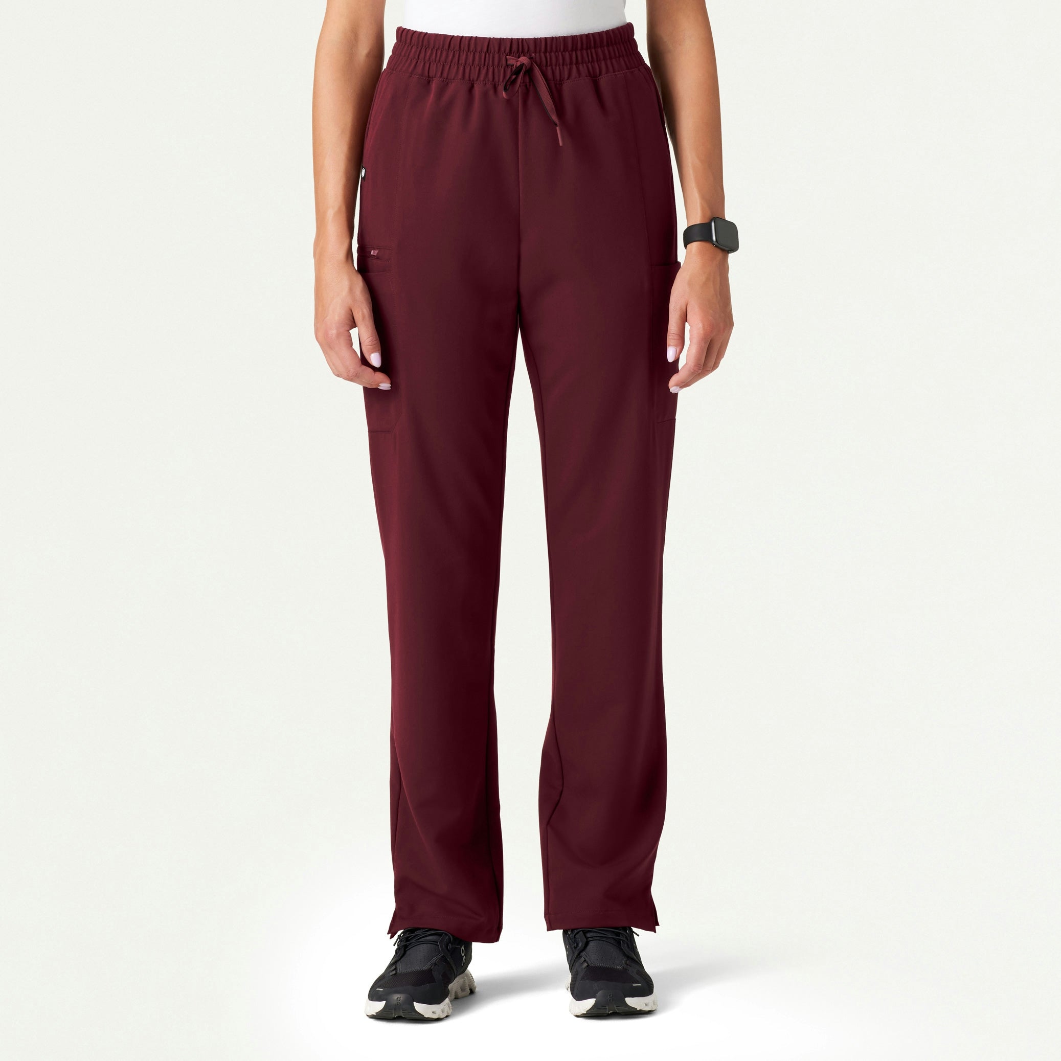 Payla 8-Pocket High Waisted Scrub Pant - Burgundy - WOMEN'S PANTS - Jaanuu