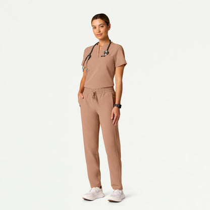 Andra Slim 1-Pocket Scrub Top - Clay - WOMEN'S TOPS - Jaanuu