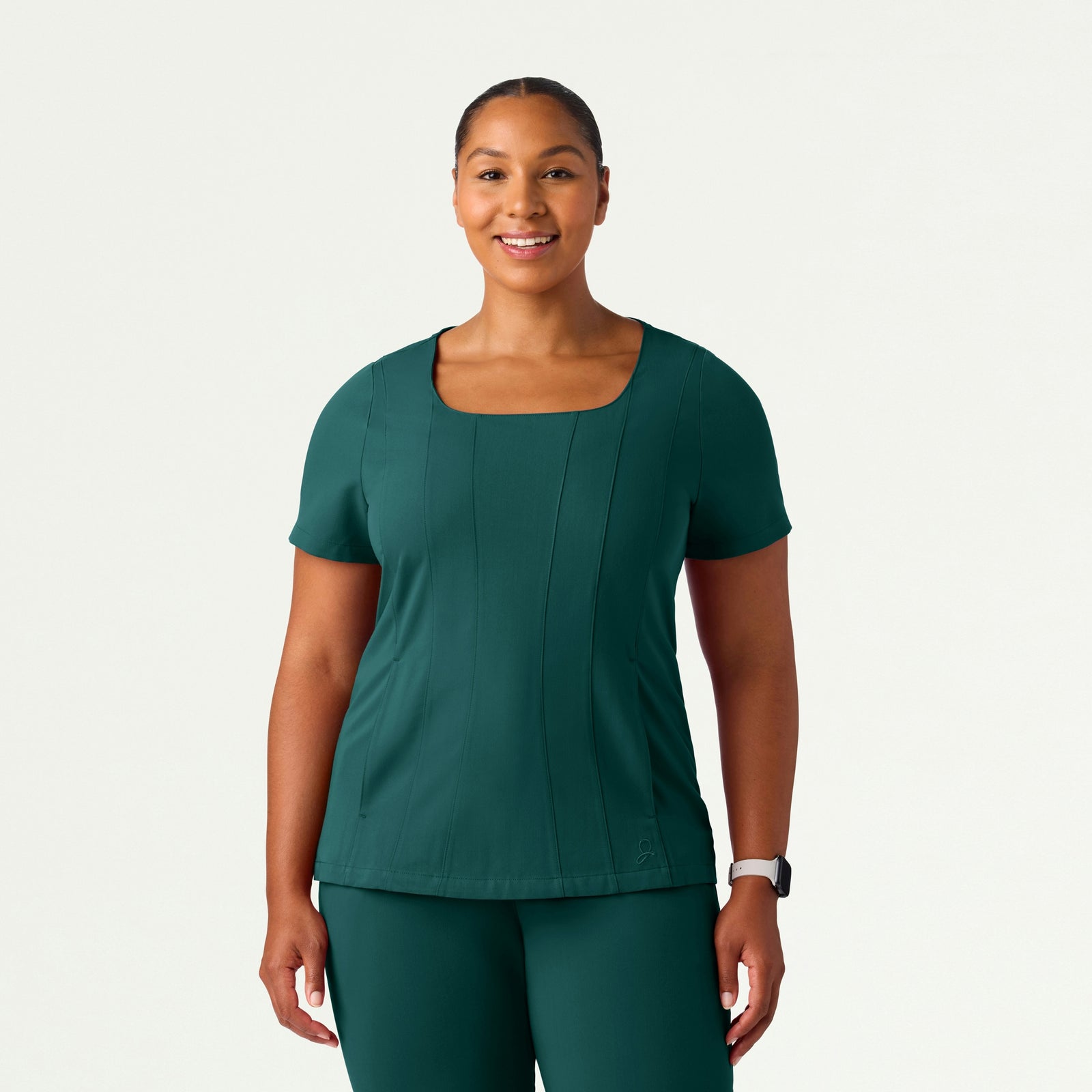 Emery Slim Square-Neck Scrub Top - Midnight Green - WOMEN'S TOPS - Jaanuu