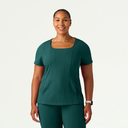Emery Slim Square-Neck Scrub Top - Midnight Green - WOMEN'S TOPS - Jaanuu