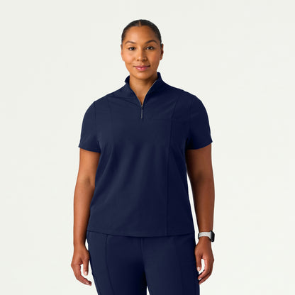 Nora Half-Zip Collared Scrub Top - Midnight Navy - WOMEN'S TOPS - Jaanuu