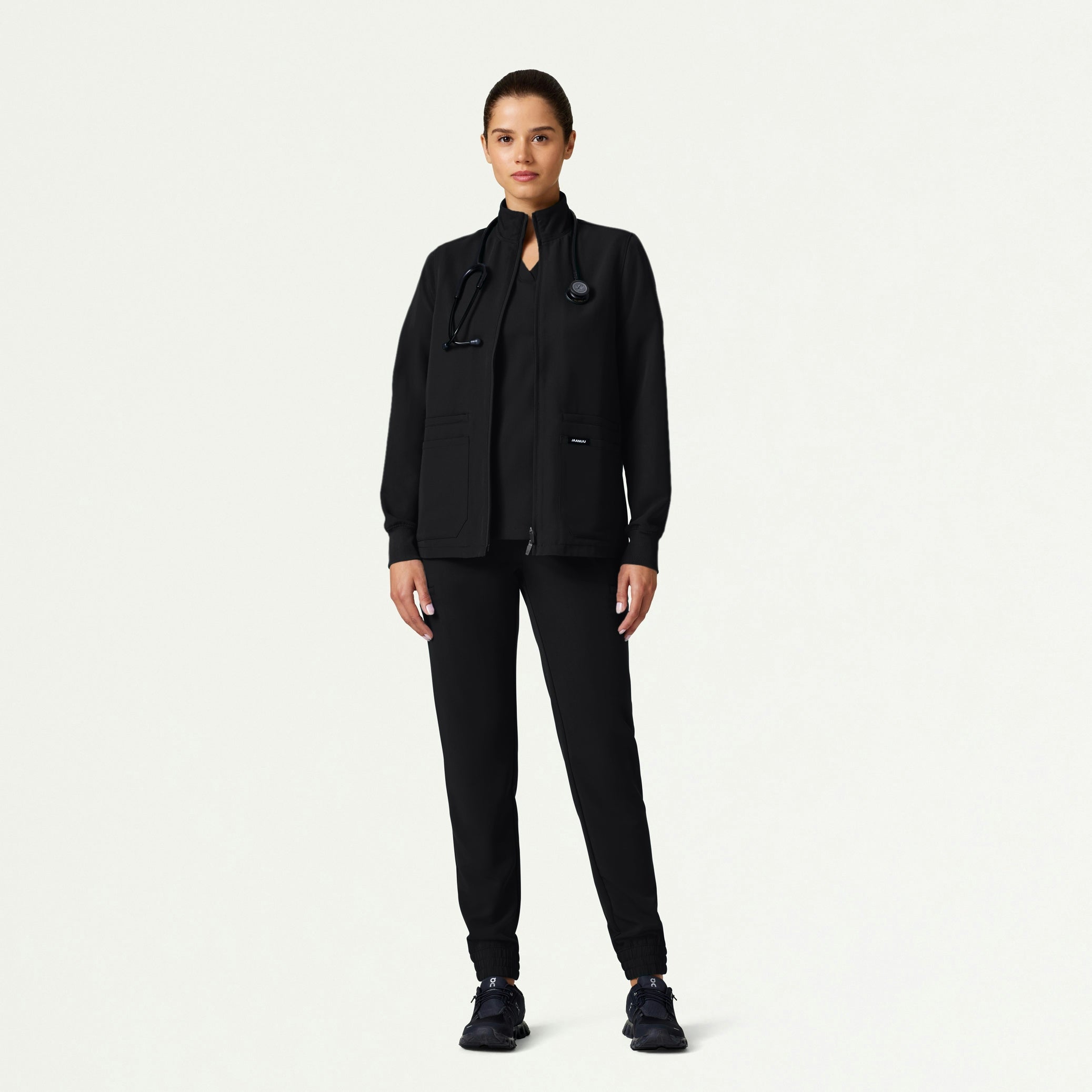 The Verda Jacket Scrub Set - Black