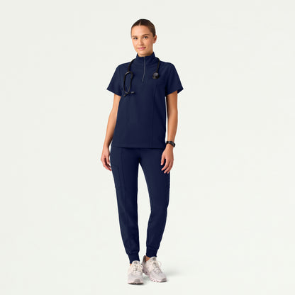Nora Half-Zip Collared Scrub Top - Midnight Navy - WOMEN'S TOPS - Jaanuu