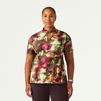 Aria Fit & Flare Mock-Neck Scrub Top - Floral Haze - WOMEN'S TOPS - Jaanuu
