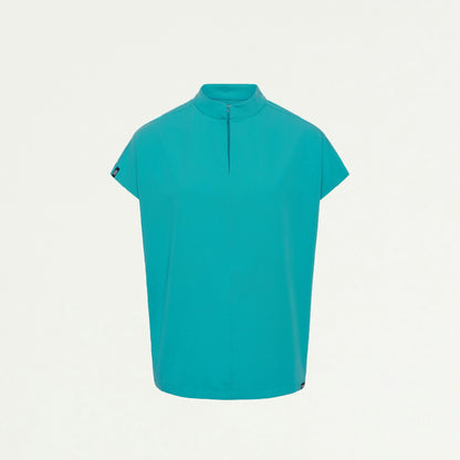 Aris Oversized 2-Pocket Scrub Top - Aqua - WOMEN'S TOPS - Jaanuu