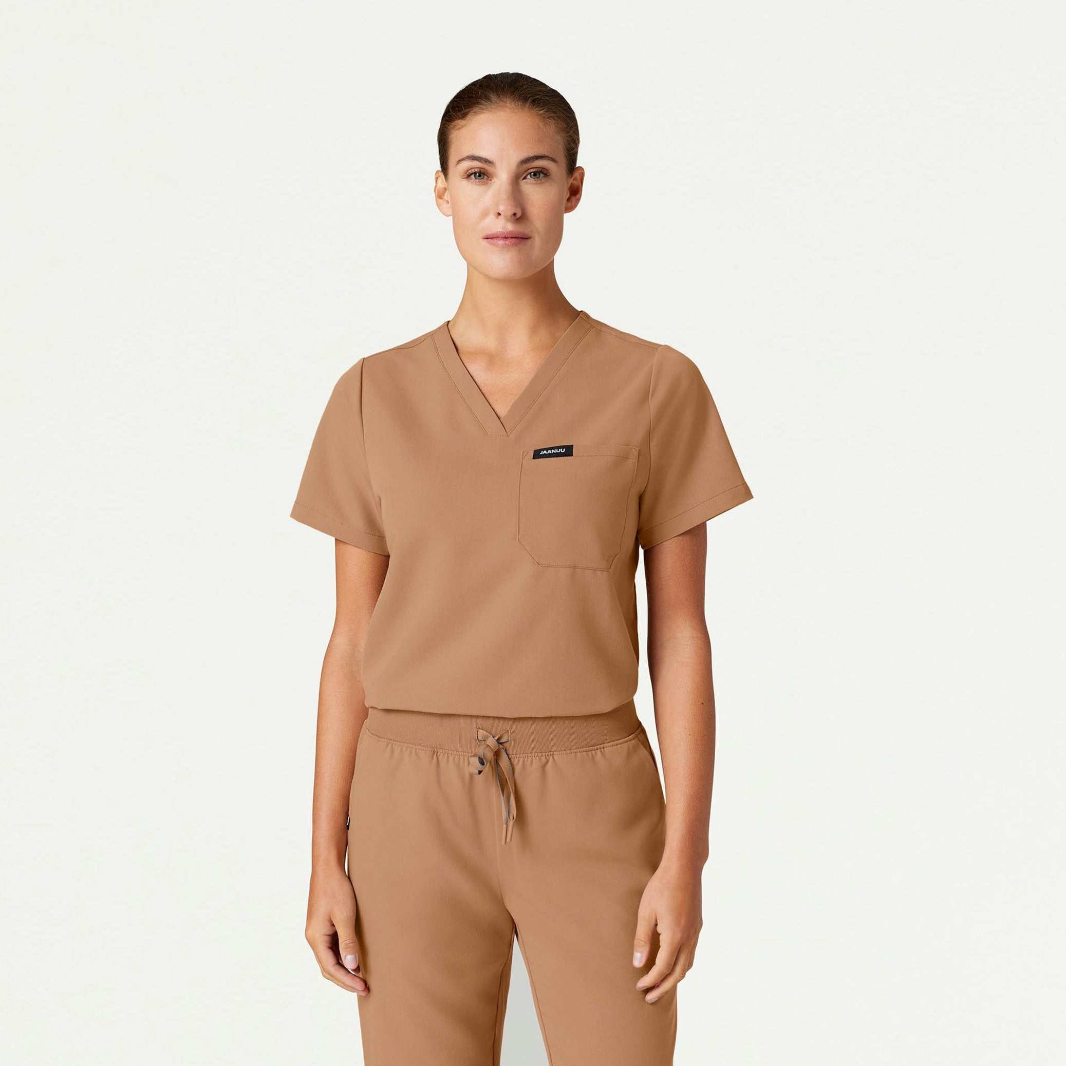 Rhena Essential 1-Pocket Scrub Top - Trench - WOMEN'S TOPS - Jaanuu