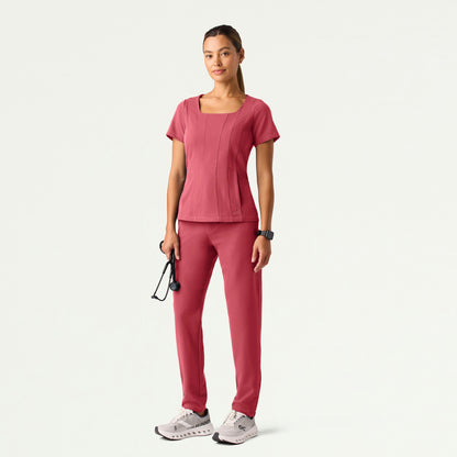 Emery Slim Square-Neck Scrub Top - Mulberry - WOMEN'S TOPS - Jaanuu