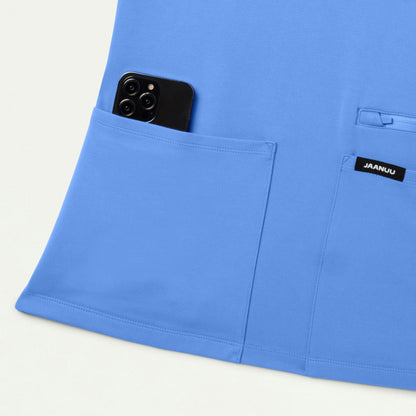 Kass Slim 4-Pocket ULTRAsoft Scrub Top - Ceil Blue - WOMEN'S TOPS - Jaanuu