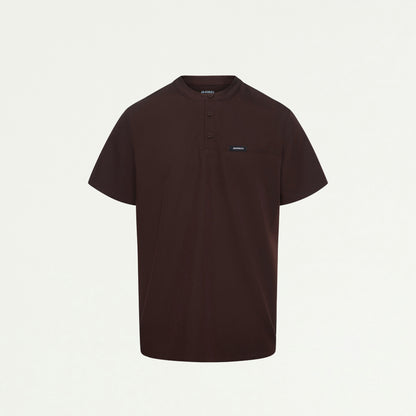 Reeve Henley Scrub Top - Espresso - MEN'S TOPS - Jaanuu