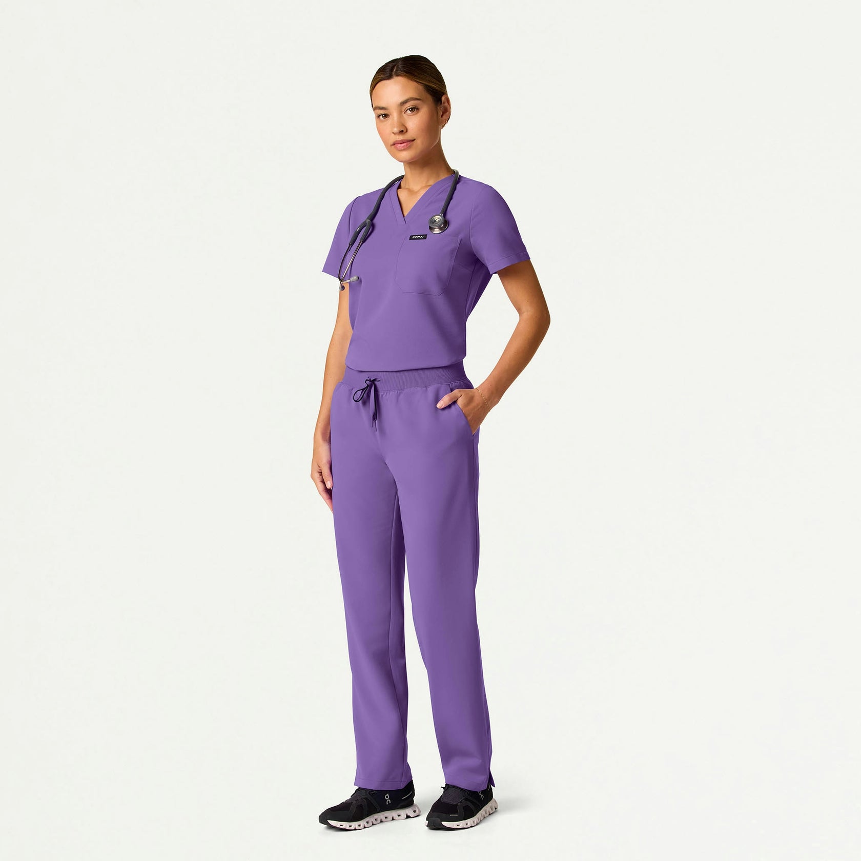 Xenos Essential Knit-Waist Scrub Pant - Violet - WOMEN'S PANTS - Jaanuu