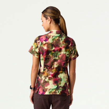 Aria Fit & Flare Mock-Neck Scrub Top - Floral Haze - WOMEN'S TOPS - Jaanuu
