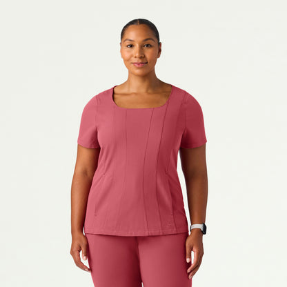 Emery Slim Square-Neck Scrub Top - Mulberry - WOMEN'S TOPS - Jaanuu