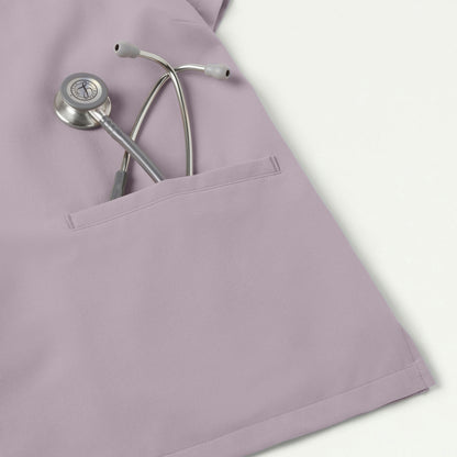Helia Notched V-Neck Scrub Top - Chrome - WOMEN'S TOPS - Jaanuu