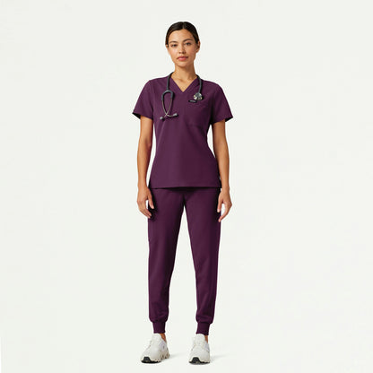 Rhena Slim Essential 1-Pocket Scrub Top - Dark Amethyst - WOMEN'S TOPS - Jaanuu