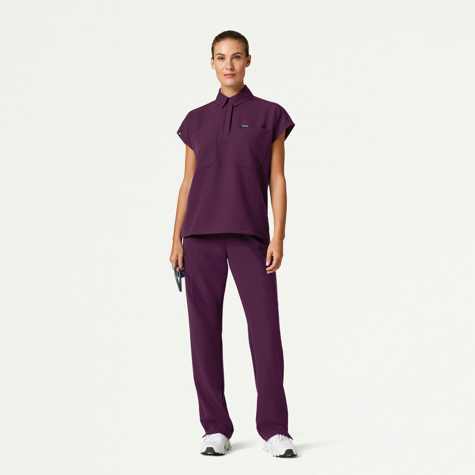Acta Oversized 2-Pocket Scrub Top - Dark Amethyst - WOMEN'S TOPS - Jaanuu