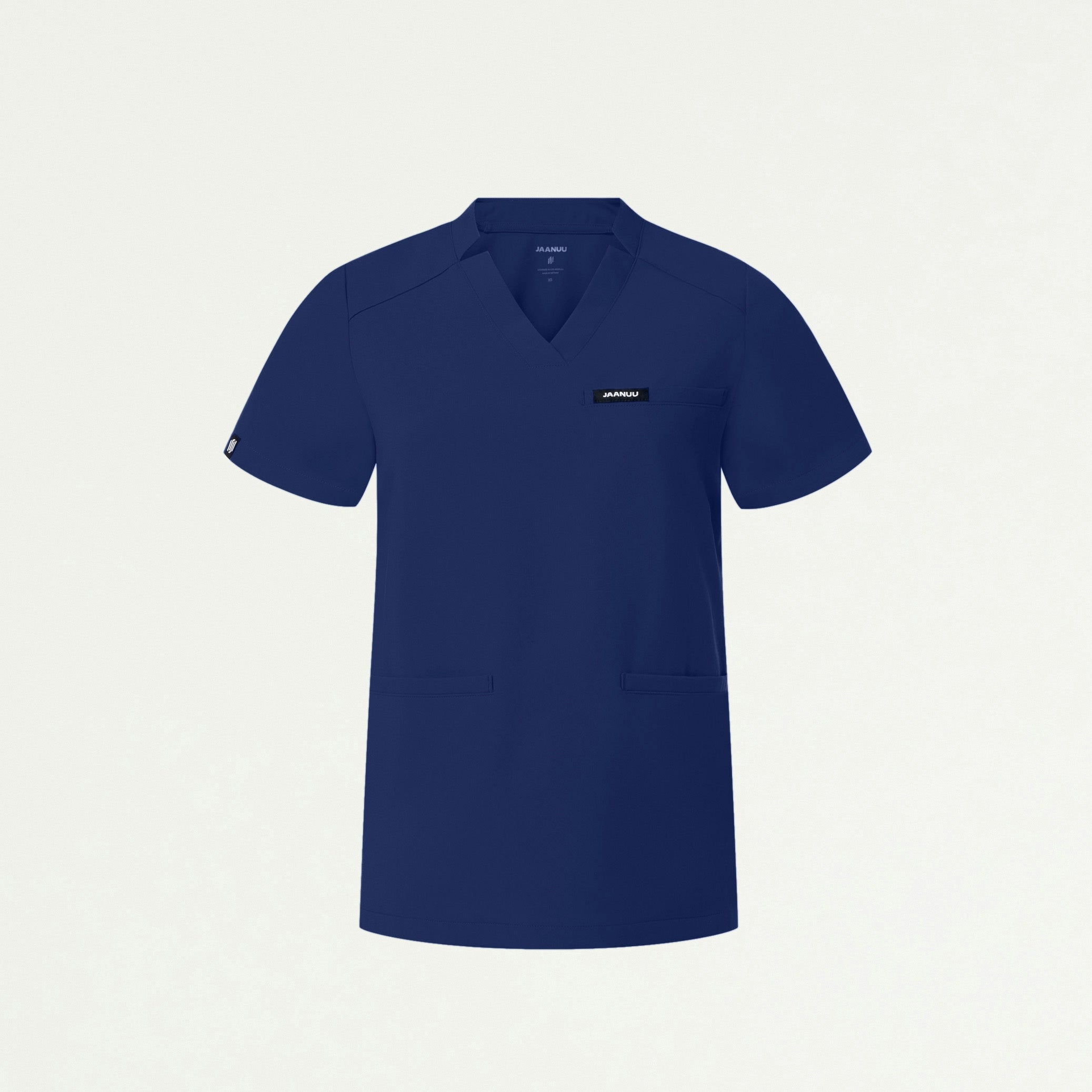 Helia Notched V-Neck Scrub Top - Navy Blue - WOMEN'S TOPS - Jaanuu
