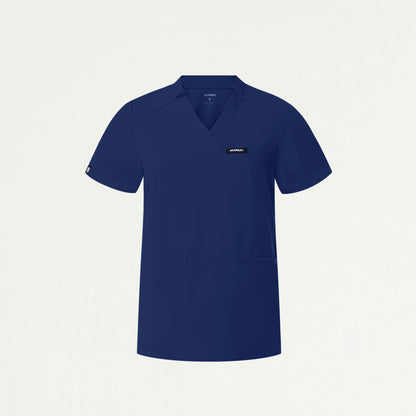 Helia Notched V-Neck Scrub Top - Navy Blue - WOMEN'S TOPS - Jaanuu