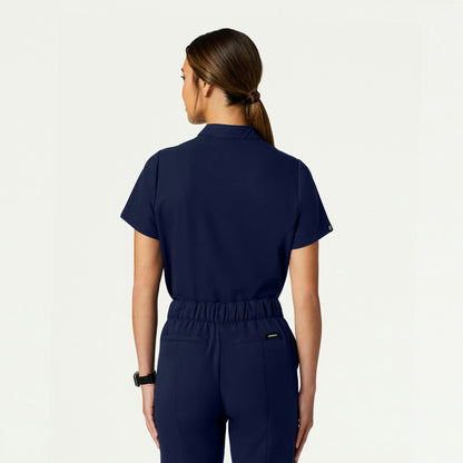 Savi Tuck-In Stand-Collar Scrub Top - Midnight Navy - WOMEN'S TOPS - Jaanuu