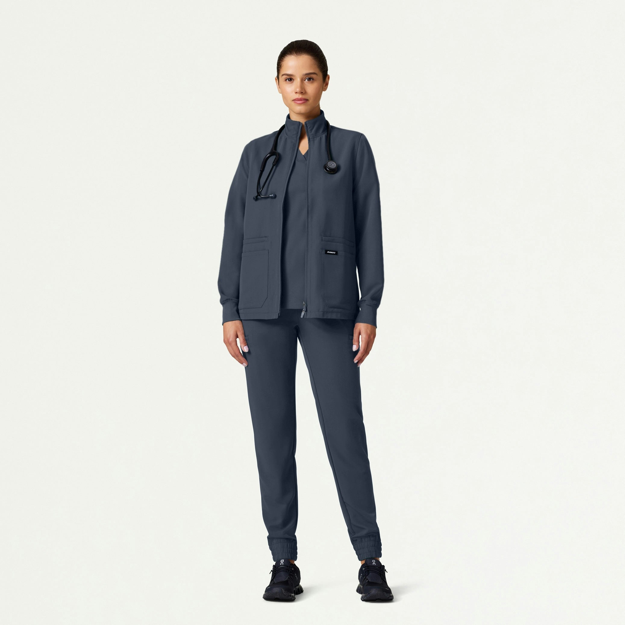 The Verda Jacket Scrub Set - Carbon Gray