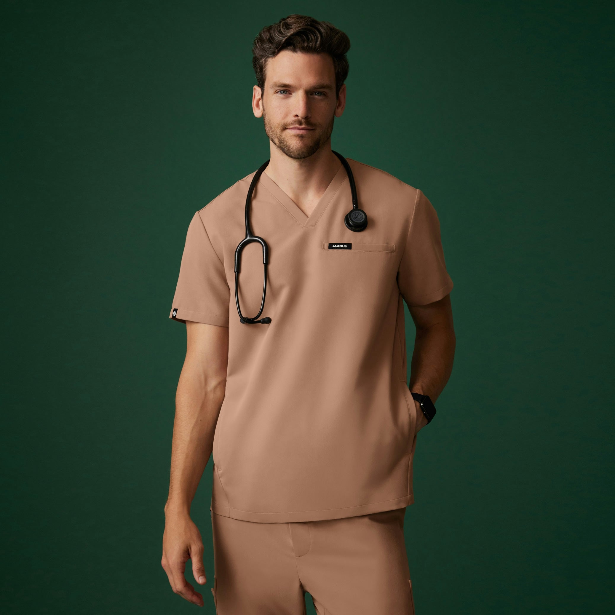 Platt 3-Pocket Scrub Top - Clay - MEN'S TOPS - Jaanuu
