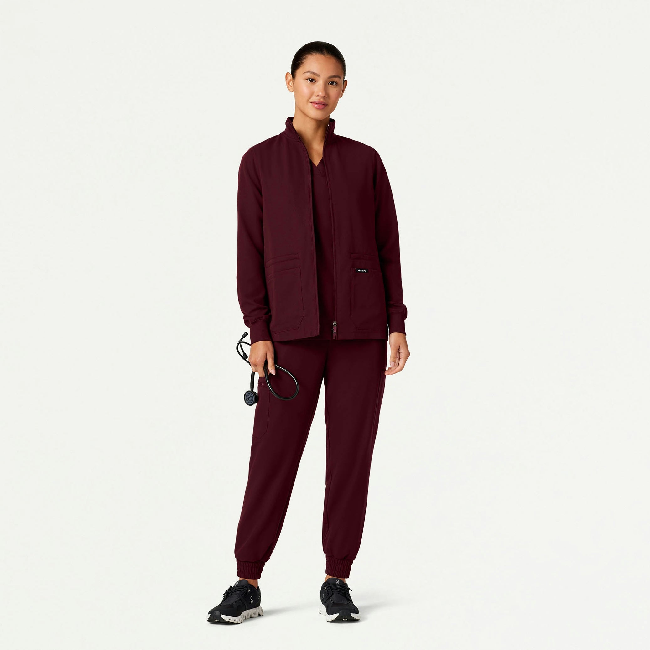 The Lavo Jacket Scrub Set - Burgundy