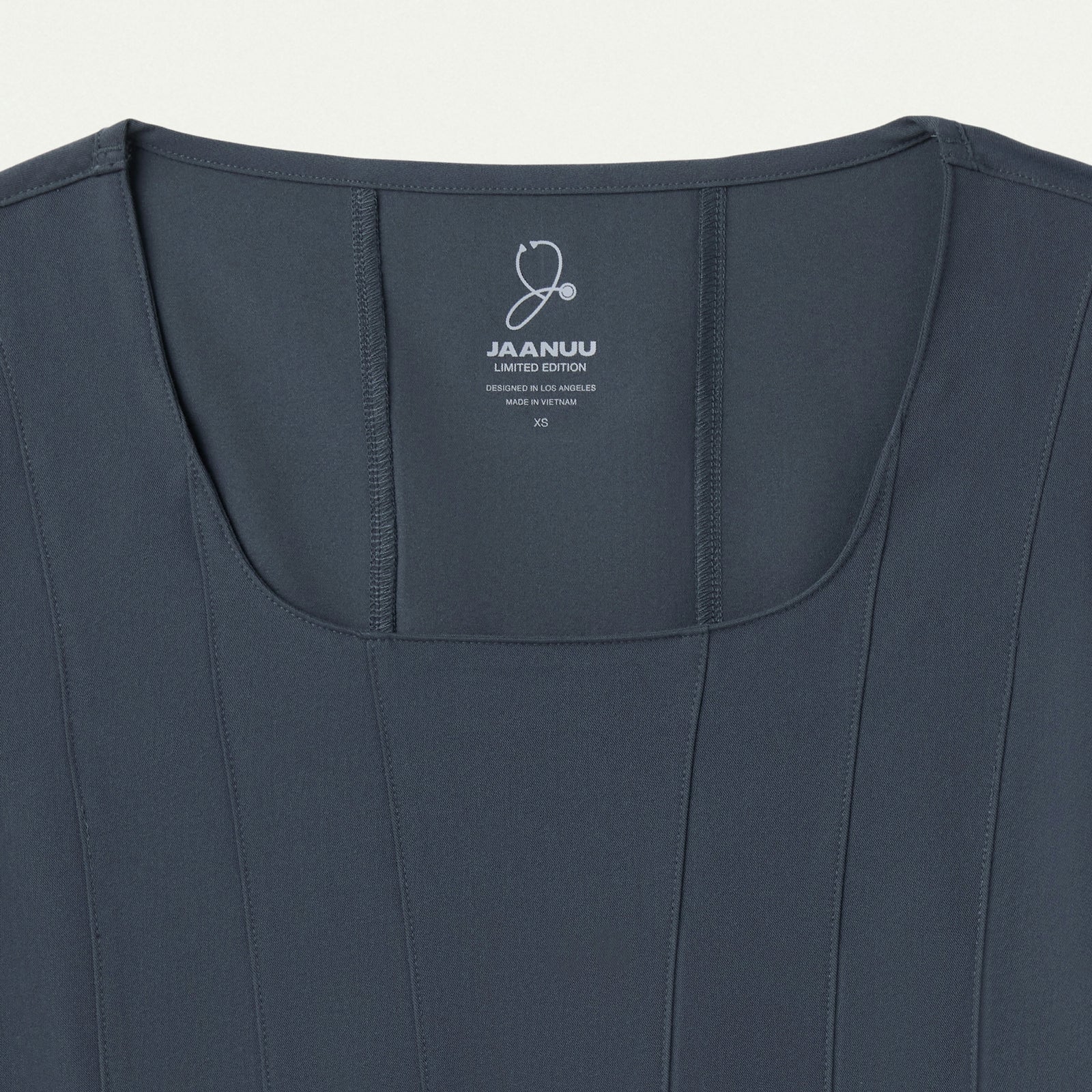 Emery Slim Square-Neck Scrub Top - Carbon Gray - WOMEN'S TOPS - Jaanuu