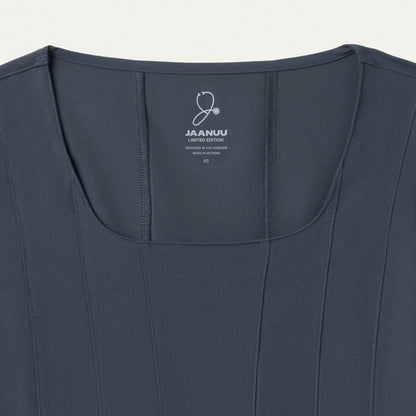 Emery Slim Square-Neck Scrub Top - Carbon Gray - WOMEN'S TOPS - Jaanuu