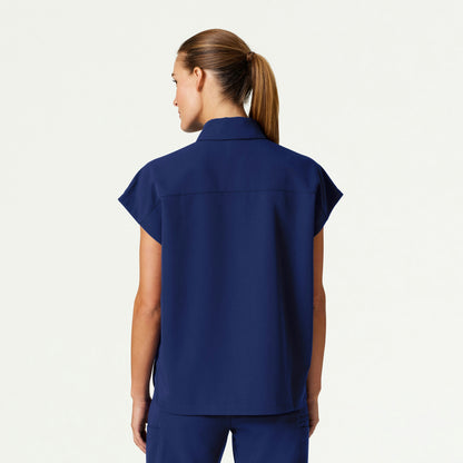 Acta Oversized 2-Pocket Scrub Top - Navy Blue - WOMEN'S TOPS - Jaanuu