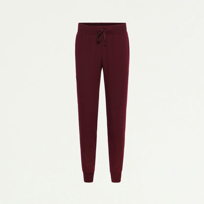 Silex Slim Knit-Waist Scrub Jogger - Burgundy - WOMEN'S PANTS - Jaanuu