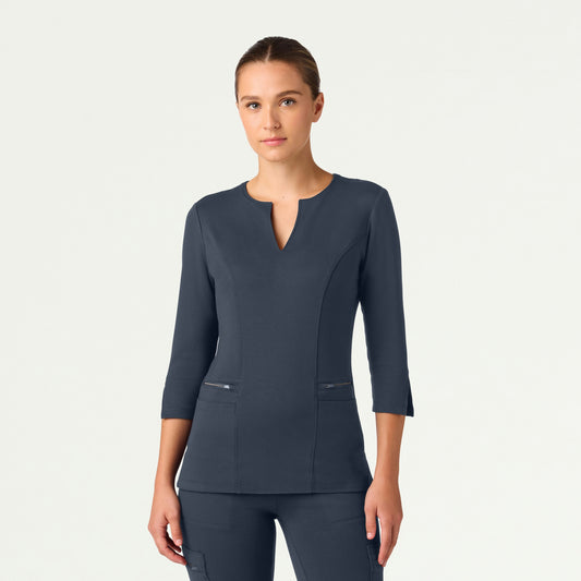 Zoe Slim 3/4-Sleeve ULTRAsoft Scrub Top - Carbon Gray - WOMEN'S TOPS - Jaanuu