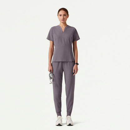 Calix Fit & Flare Scrub Top - Titanium - WOMEN'S TOPS - Jaanuu