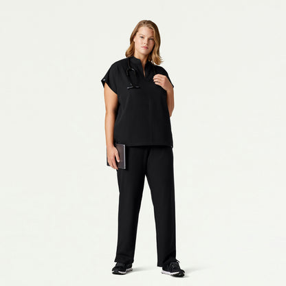 Aris Oversized 2-Pocket Scrub Top - Black - WOMEN'S TOPS - Jaanuu