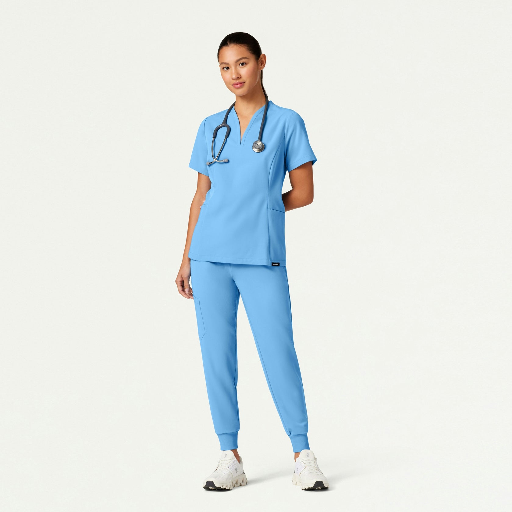 Calix Fit & Flare Scrub Top - Sky Blue - WOMEN'S TOPS - Jaanuu
