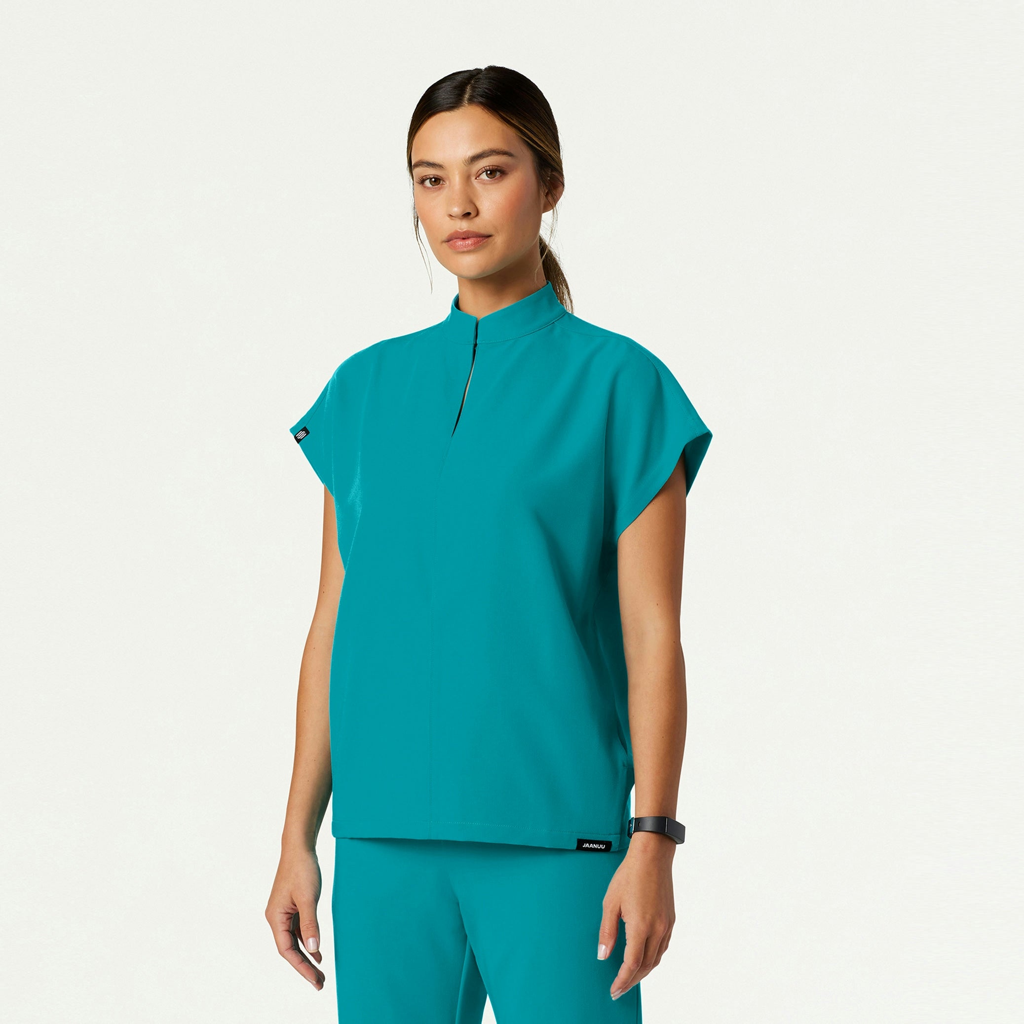 Aris Oversized 2-Pocket Scrub Top - Aqua - WOMEN'S TOPS - Jaanuu