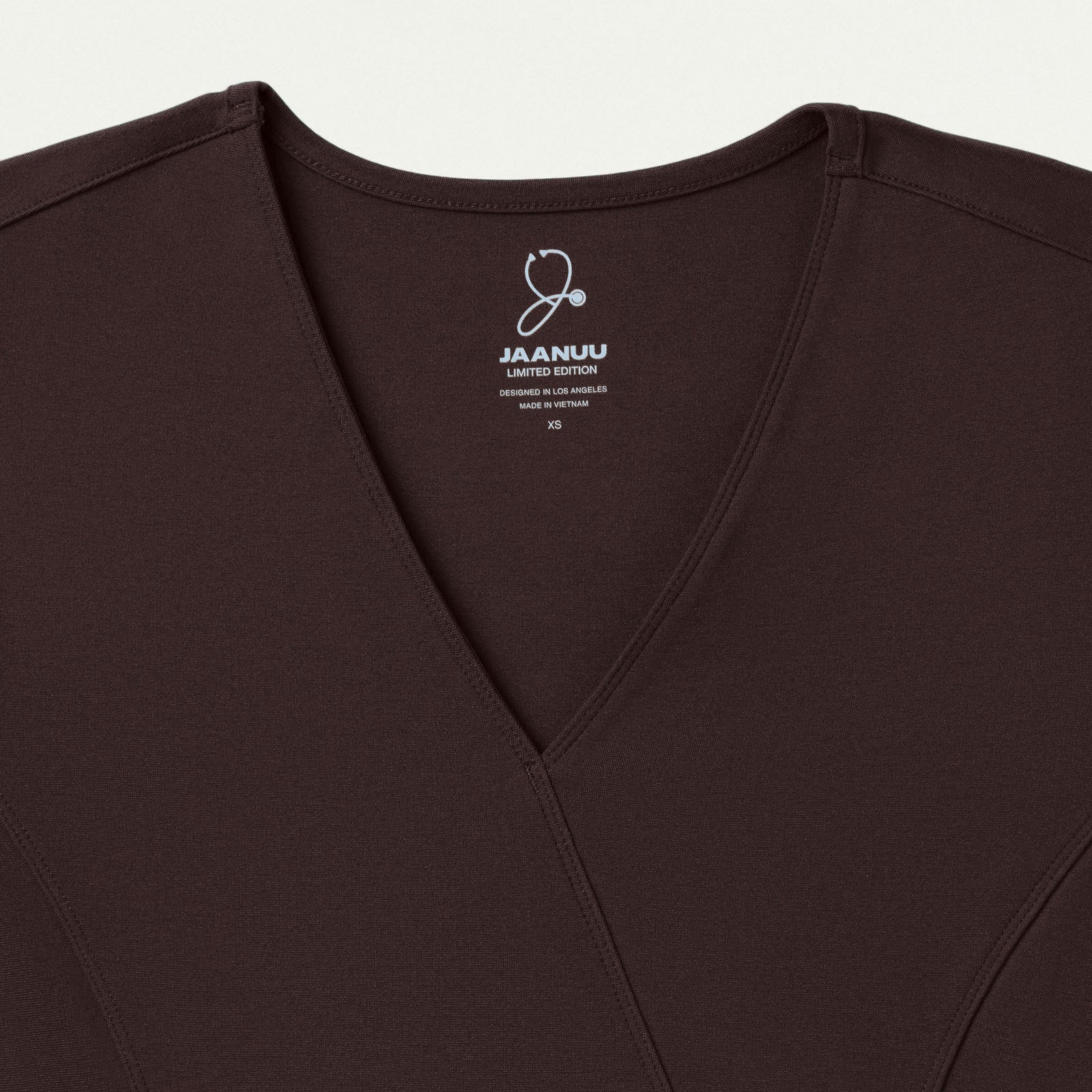 Isla Mock-Wrap ULTRAsoft Scrub Top - Espresso - WOMEN'S TOPS - Jaanuu