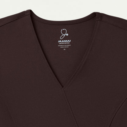 Isla Mock-Wrap ULTRAsoft Scrub Top - Espresso - WOMEN'S TOPS - Jaanuu