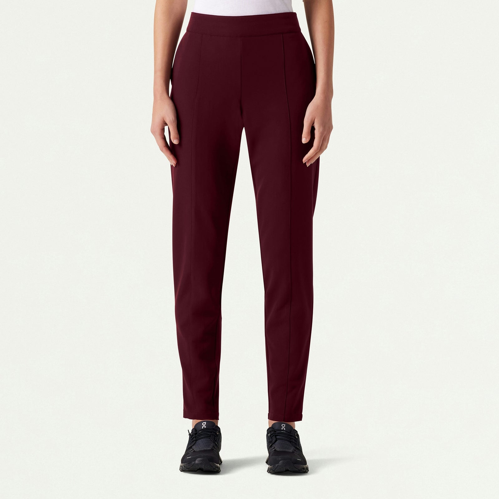 Lio Tapered 5-Pocket Scrub Pant - Burgundy - WOMEN'S PANTS - Jaanuu