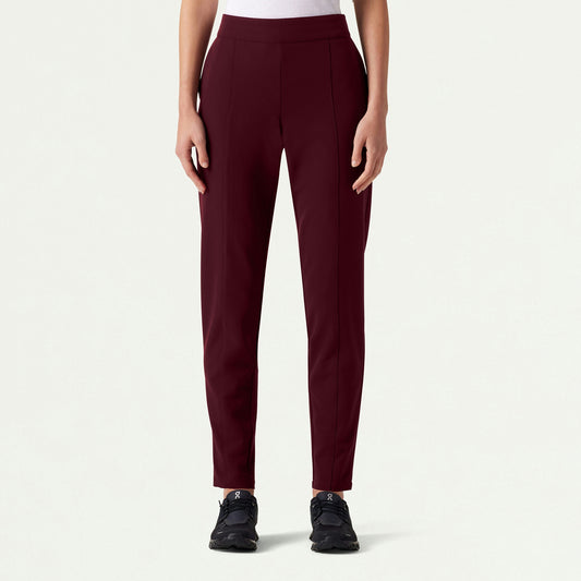 Lio Tapered 5-Pocket Scrub Pant - Burgundy - WOMEN'S PANTS - Jaanuu