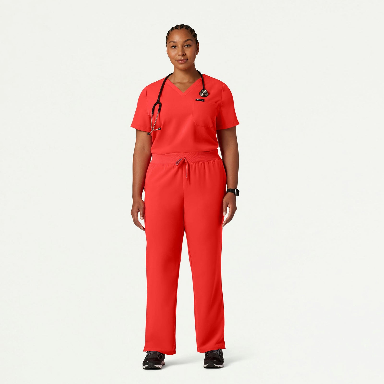 Rhena Essential 1-Pocket Scrub Top - Solar Red - WOMEN'S TOPS - Jaanuu