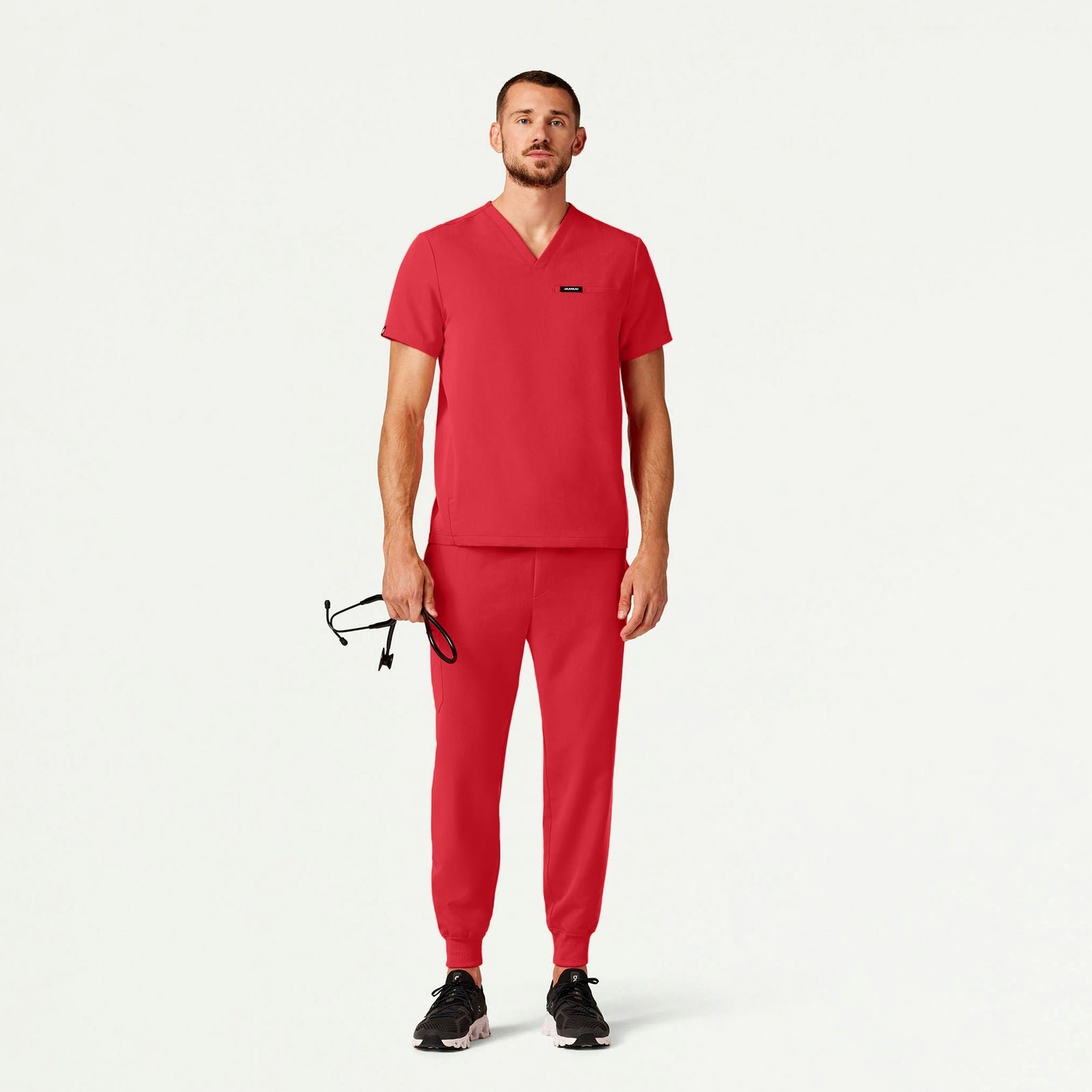Platt 3-Pocket Scrub Top - Brilliant Red - MEN'S TOPS - Jaanuu