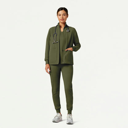 Ceri Essential 6-Pocket Scrub Jacket - Olive - WOMEN'S JACKETS - Jaanuu