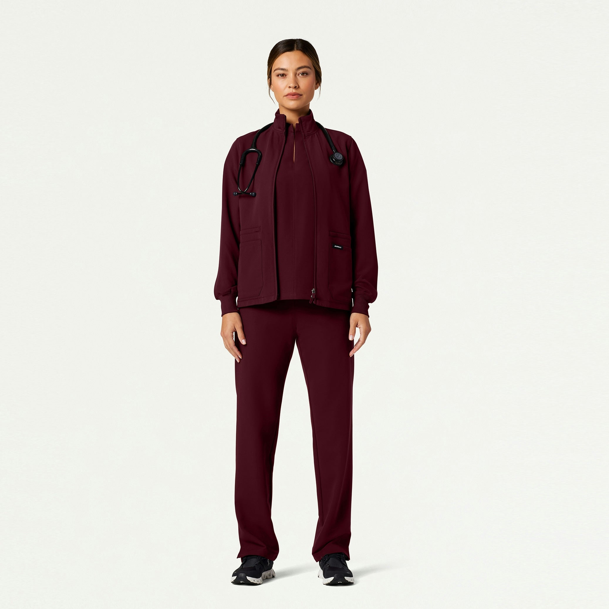 The Phoebe Jacket Scrub Set - Burgundy