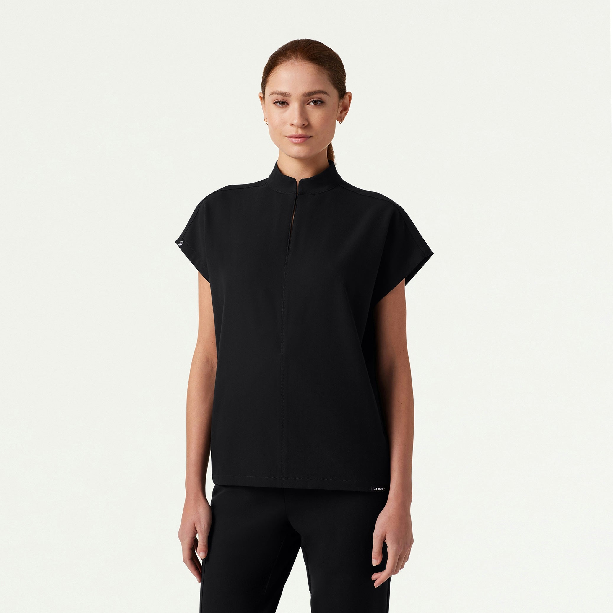 Aris Oversized 2-Pocket Scrub Top - Black - WOMEN'S TOPS - Jaanuu