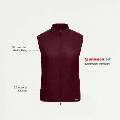 Phantom Slim Insulated Vest - Burgundy - WOMEN'S JACKETS - Jaanuu